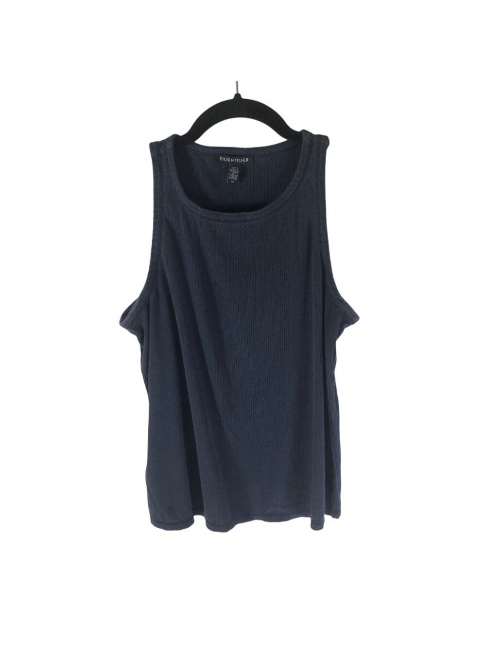 Eileen Fisher Womens Navy Blue Ribbed Tank Top Small Made In USA Minimalist